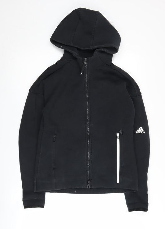 Adidas Black Full Zip Hoodie, Unisex M, Gym Wear