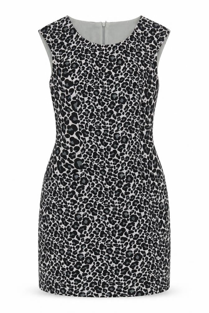 Oasis Women's Black Animal Print Shift Dress - Size 8