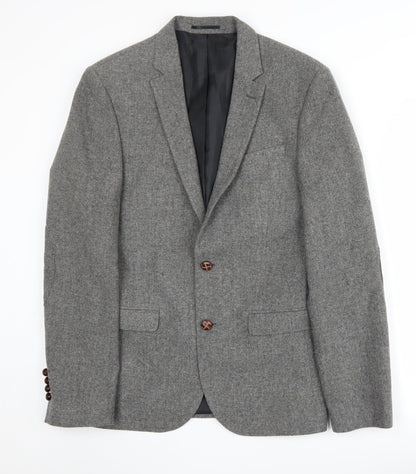 ASOS Men's Grey Slim Blazer, Size 38, Single-Breasted