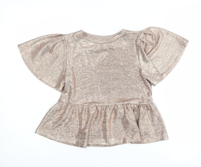 Next Girls Gold Cropped T-Shirt 7 Years - Sparkling Party Style