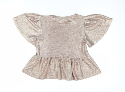 Next Girls Gold Cropped T-Shirt 7 Years - Sparkling Party Style