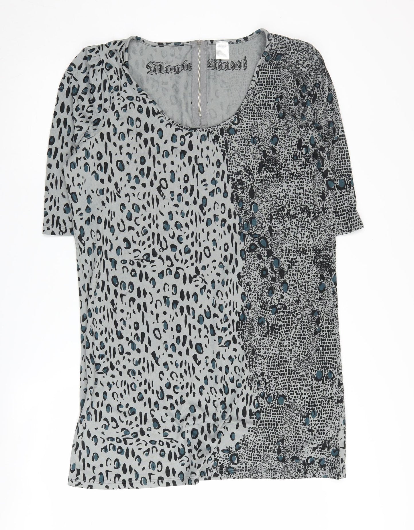 La Redoute Women Grey Animal Print Shift Dress Size 16