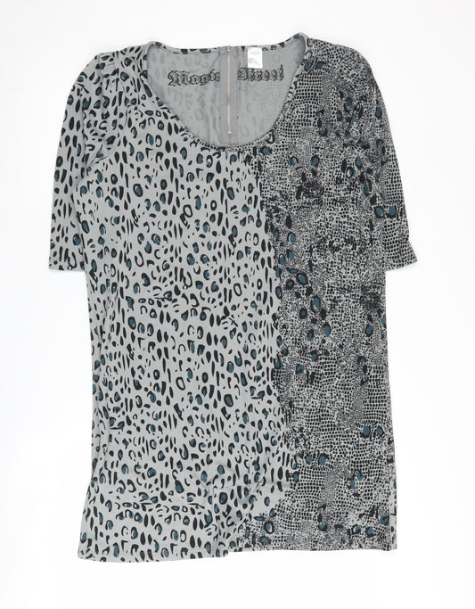 La Redoute Women Grey Animal Print Shift Dress Size 16
