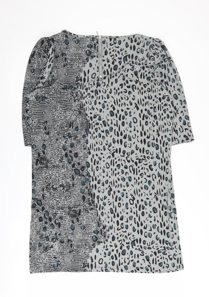 La Redoute Women Grey Animal Print Shift Dress Size 16