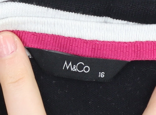 Womens UK Size 16 M&Co Black Pullover Jumper