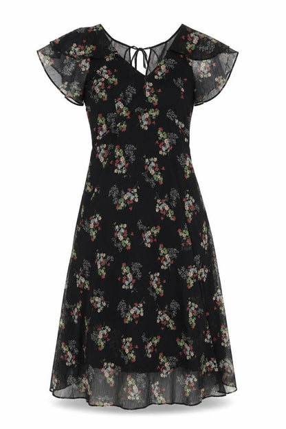River Island Women’s Black Floral Midi Dress Size 8
