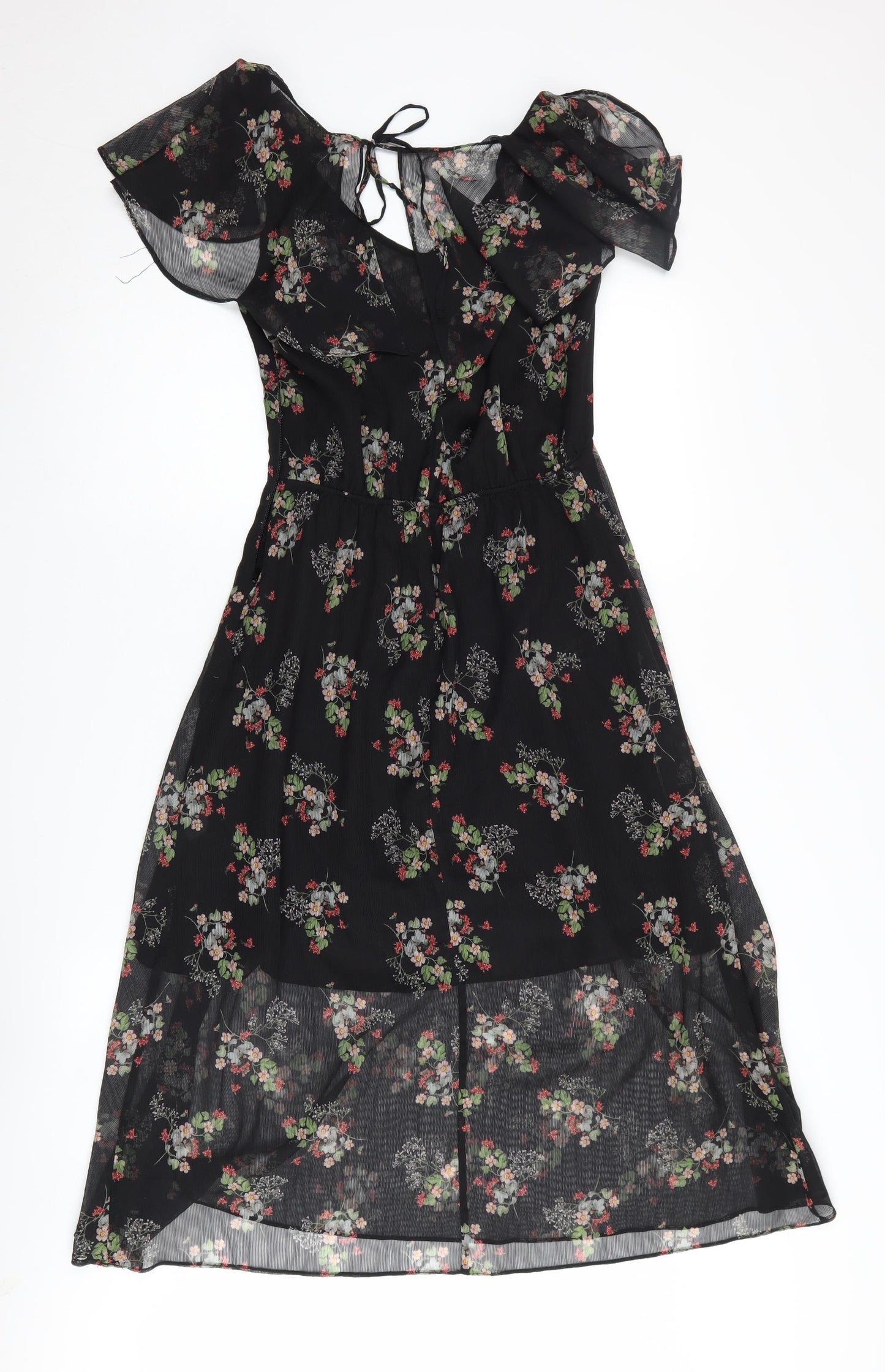 River Island Women’s Black Floral Midi Dress Size 8