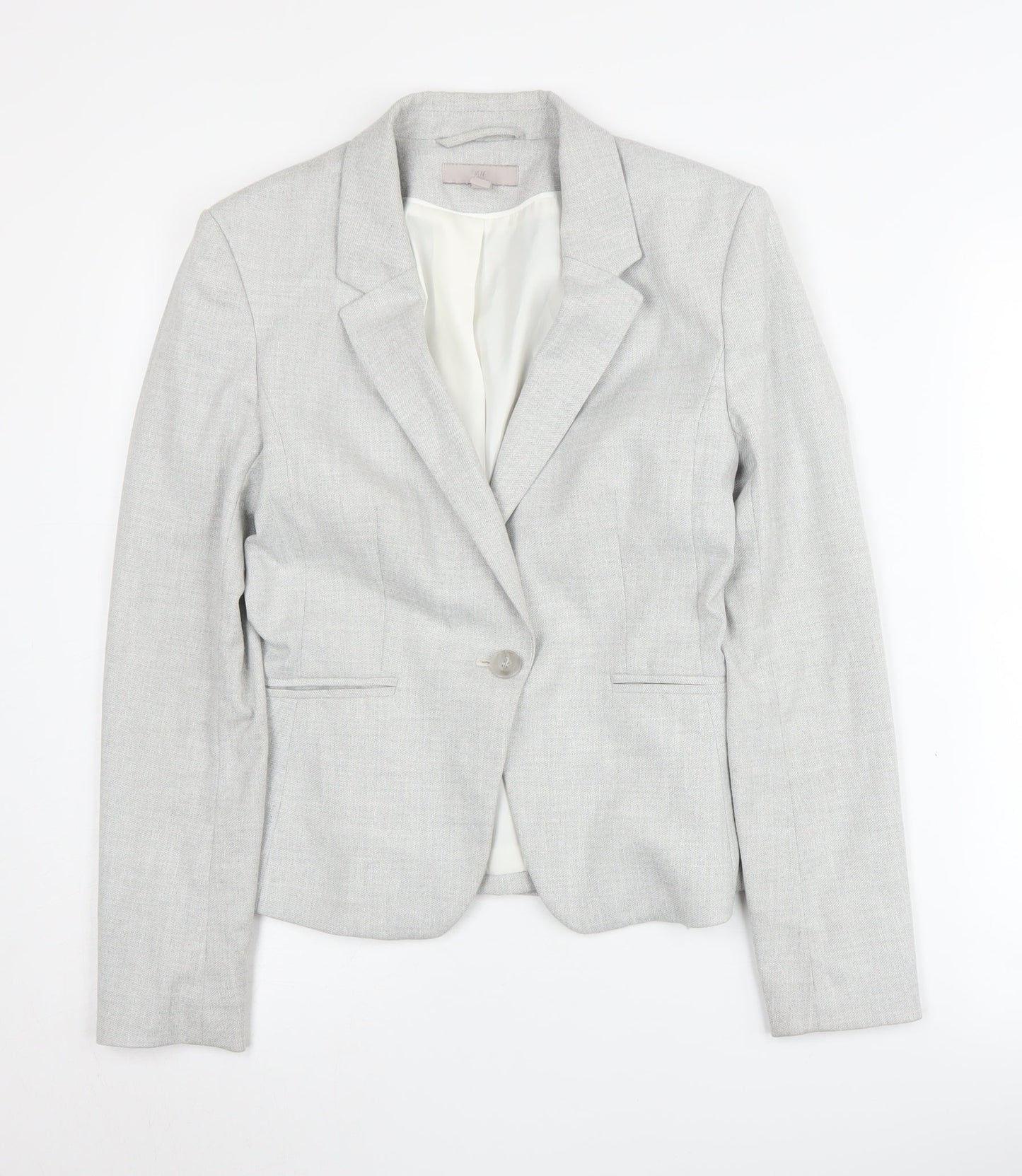 H&M Women's Grey Blazer UK 6, Regular Fit, Single-Breasted