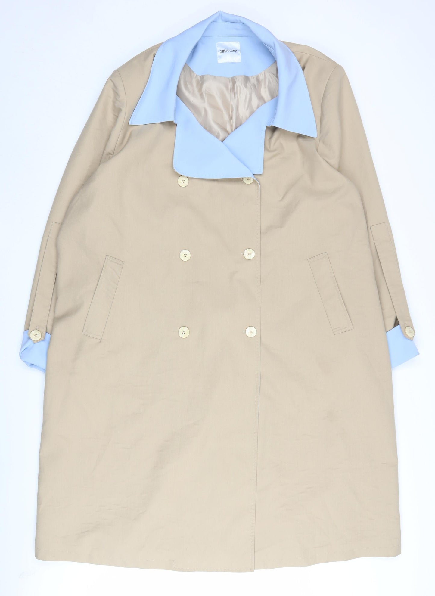 XIJIANGONI Women's Beige Trench Coat 5XL Relaxed Fit