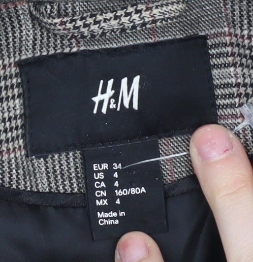H&M Women's Check Blazer Multicoloured Size 6