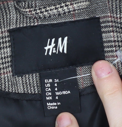 H&M Women's Check Blazer Multicoloured Size 6