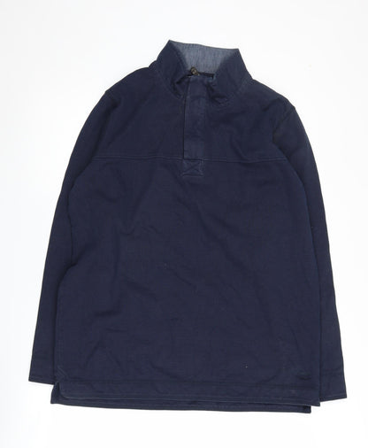 Mens UK Size M Cotton Traders Blue Henley Sweatshirt
