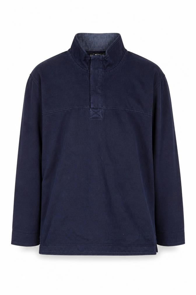Mens UK Size M Cotton Traders Blue Henley Sweatshirt