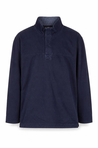 Mens UK Size M Cotton Traders Blue Henley Sweatshirt