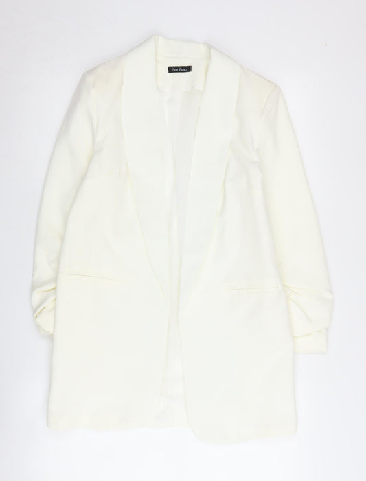 Boohoo Women's White Shawl Blazer Suit Jacket M