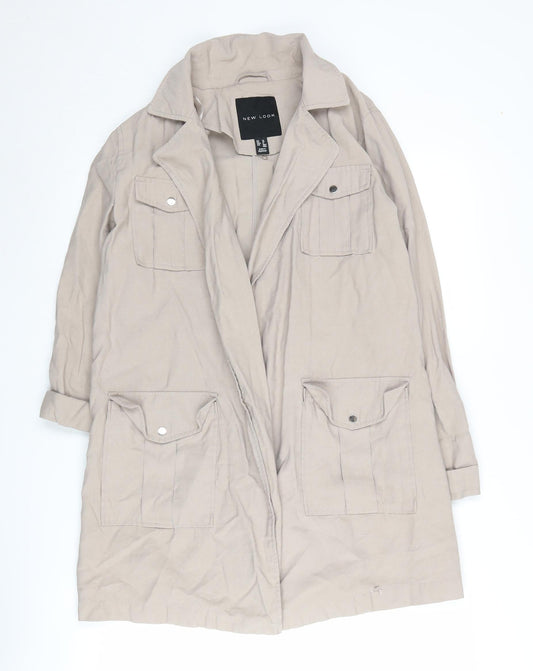 New Look Women's Beige Mid-Length Overcoat - Size 10