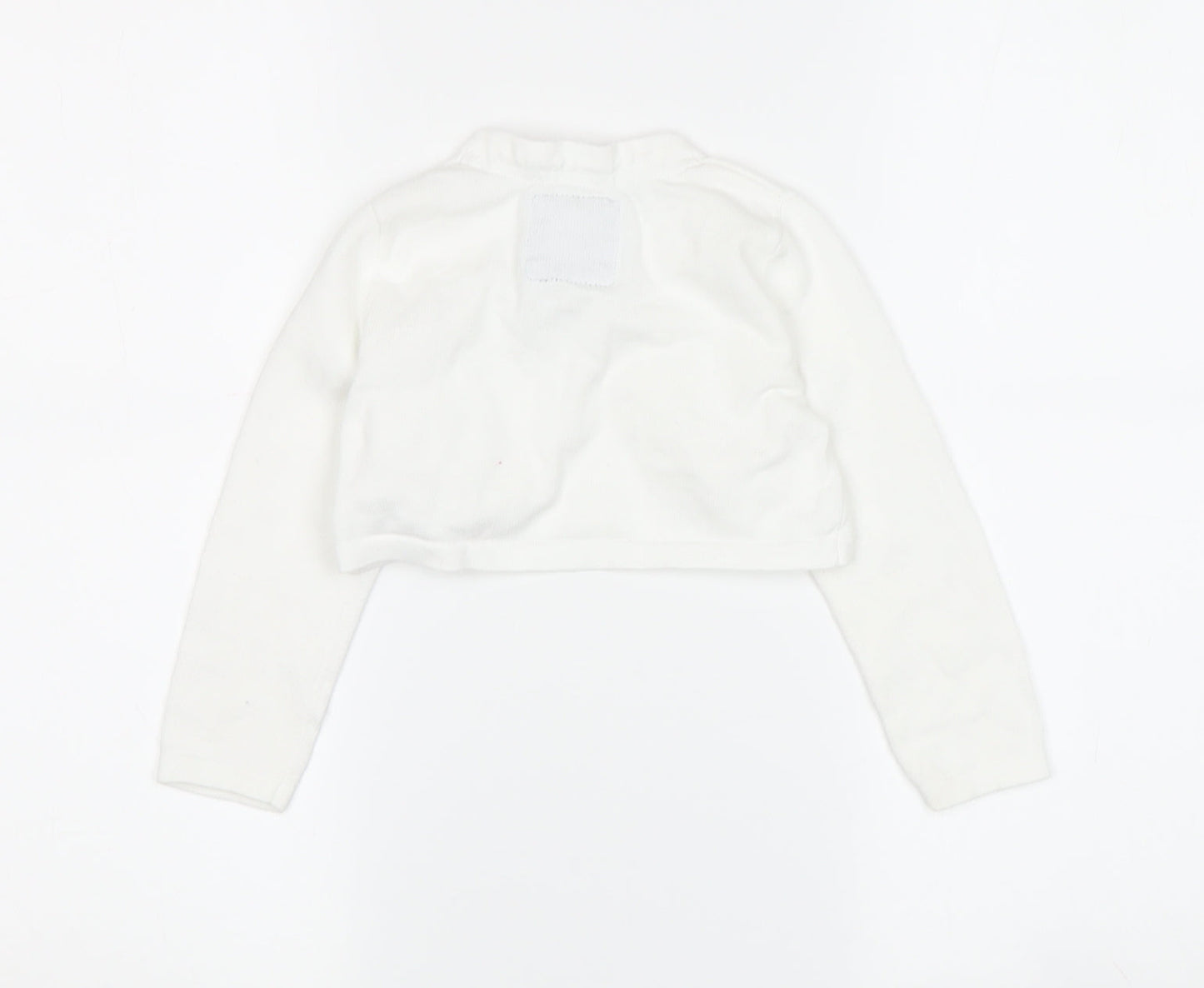 Junior J Girls White Shrug 2-3 Years, Cotton Blend with Bow Accents