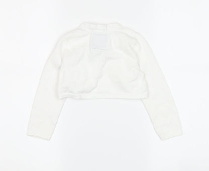 Junior J Girls White Shrug 2-3 Years, Cotton Blend with Bow Accents