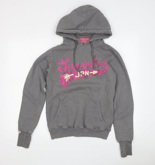 Superdry Women's Grey Pullover Hoodie, Size S, Casual
