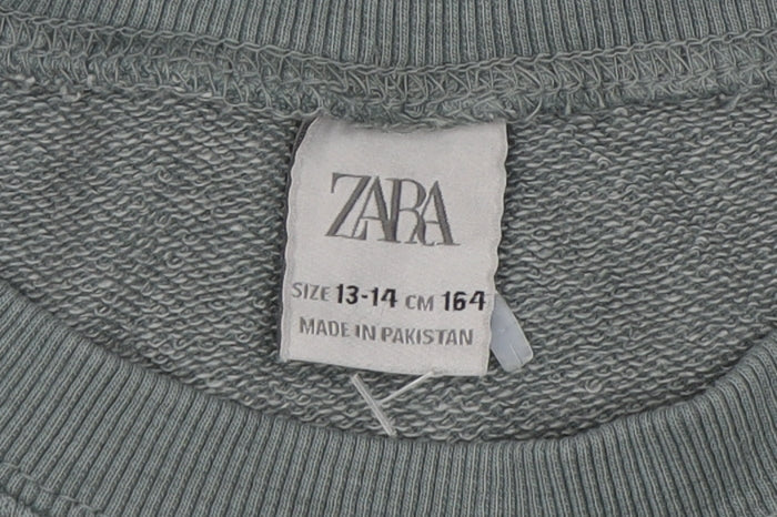 Zara Boys Green Crew Neck Pullover Sweatshirt 13-14 Years
