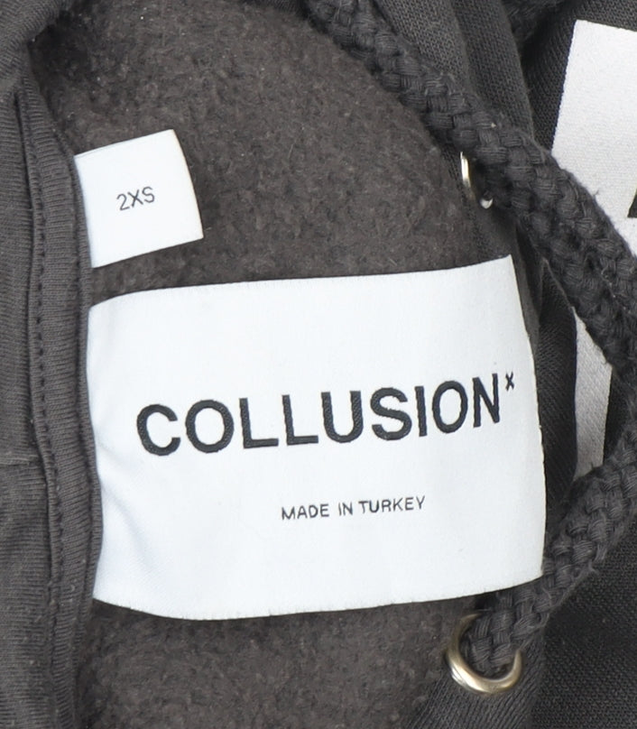 Unisex Adults UK Size XXS COLLUSION Black Pullover Hoodie