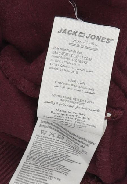 Mens UK Size L JACK & JONES Red Pullover Hoodie