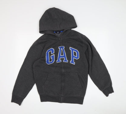 Gap Boys Grey Full Zip Hoodie with Logo - Size 12 Years