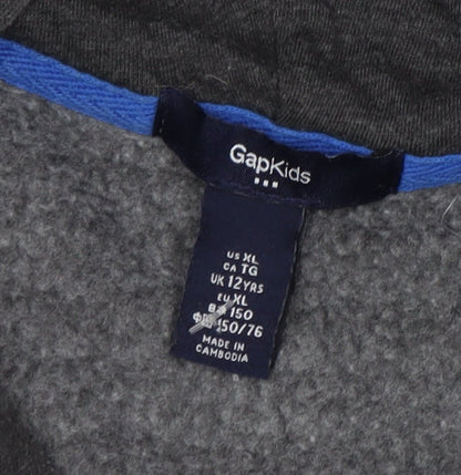 Gap Boys Grey Full Zip Hoodie with Logo - Size 12 Years