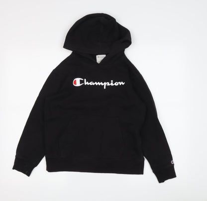 Champion Boys Black Hoodie L Pullover Logo Lightweight