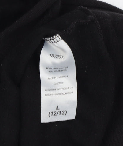 Champion Boys Black Hoodie L Pullover Logo Lightweight
