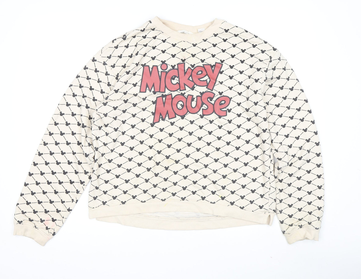 H&M Women's Beige Mickey Mouse Sweatshirt Size 14 Plus