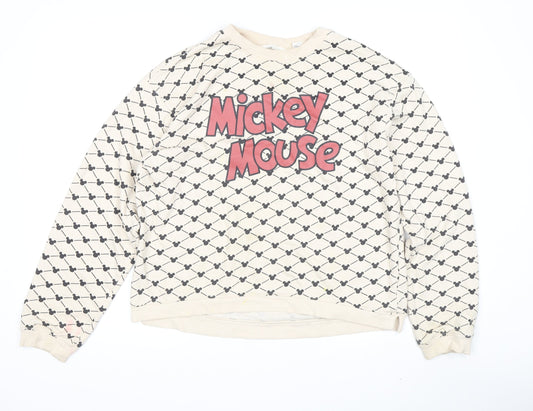 H&M Women's Beige Mickey Mouse Sweatshirt Size 14 Plus