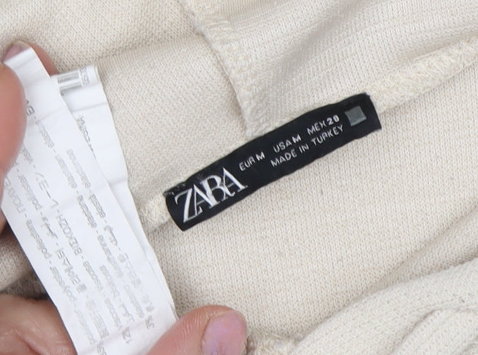 Zara Women's Beige Pullover Hoodie M - Stylish Knitwear