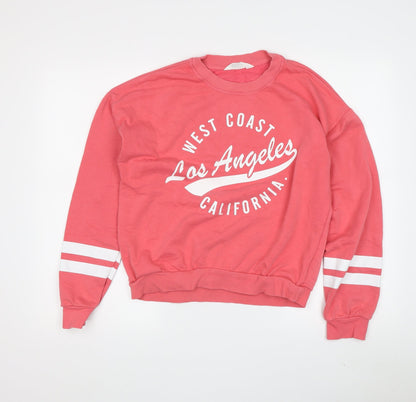 H&M Teens Pink Graphic Pullover Sweatshirt Size 12