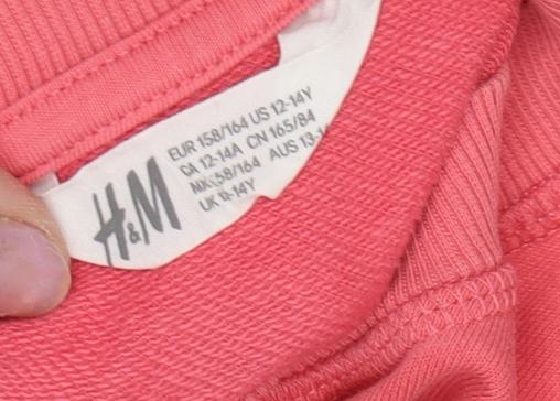 H&M Teens Pink Graphic Pullover Sweatshirt Size 12