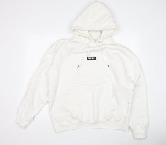 Topman Men's White Pullover Hoodie L