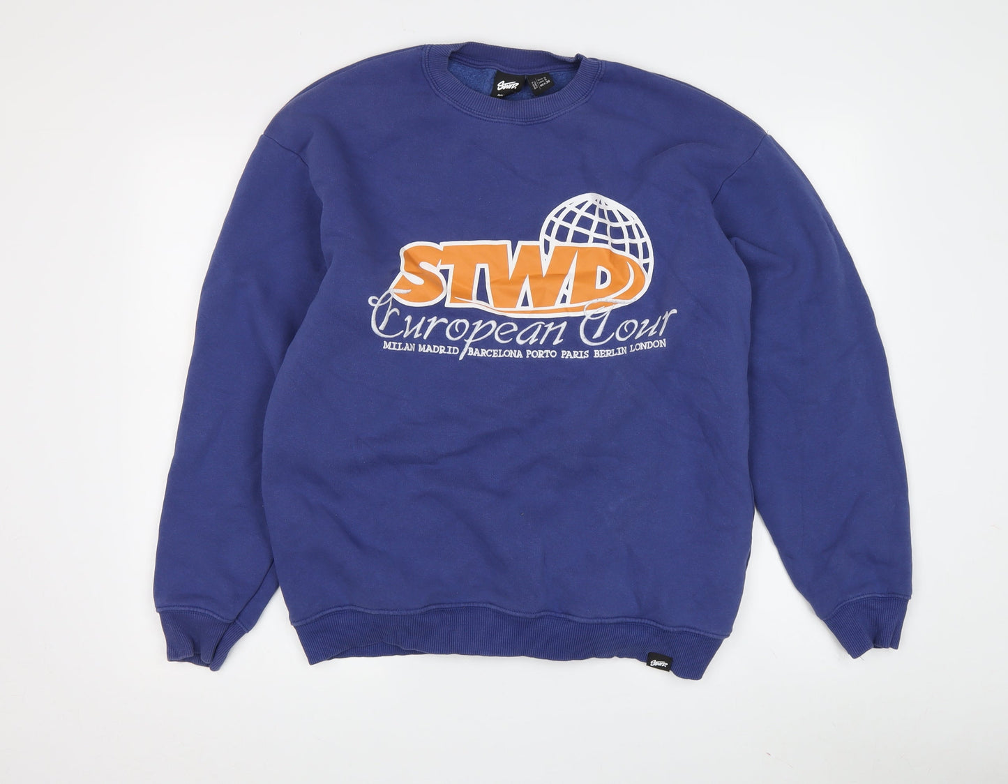 Mens UK Size S Pull&Bear Blue Pullover Sweatshirt