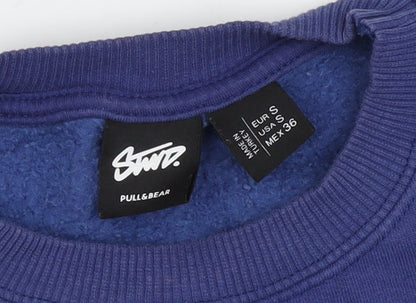 Mens UK Size S Pull&Bear Blue Pullover Sweatshirt