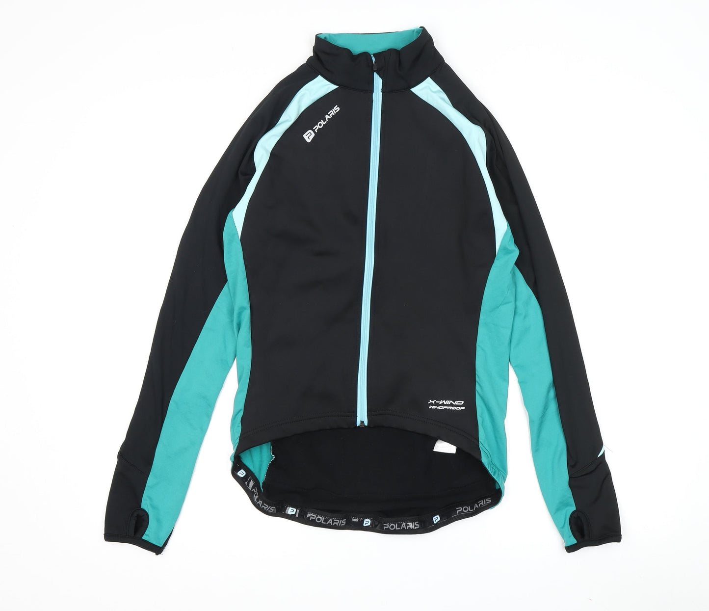 Polaris Women's Black Blue Cycling Windbreaker Jacket Size 8