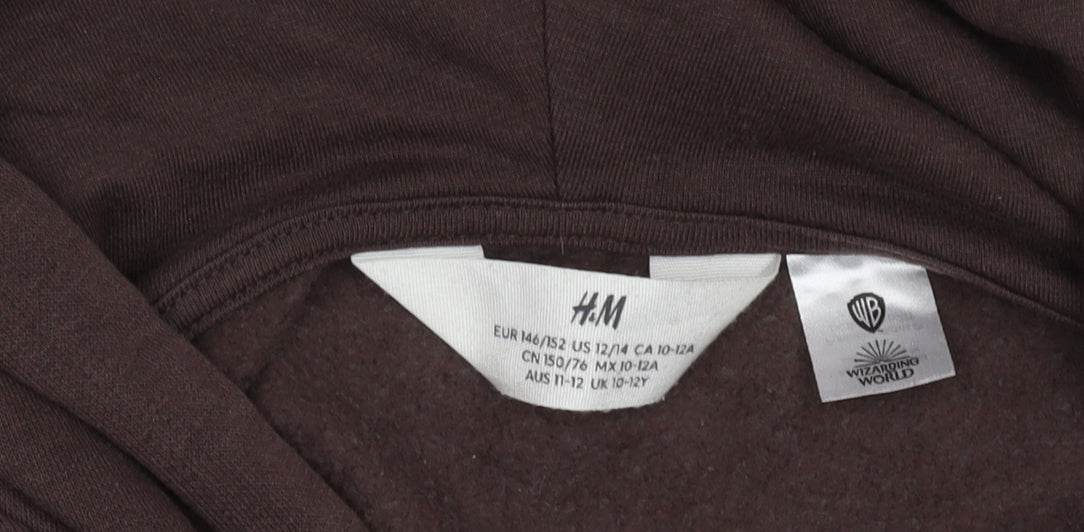 H&M Teens Brown Owl Hoodie Size 146, Full Zip