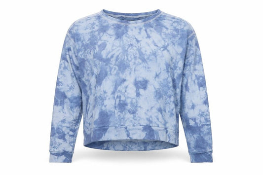 Front view of New Look Teens Blue Tie-Dye Pullover Sweatshirt