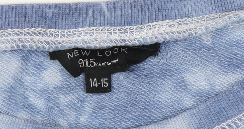 New Look Teens Blue Tie-Dye Pullover Sweatshirt