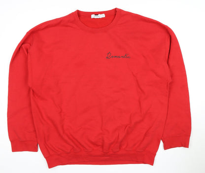 Topman Men's Red Romantic Graphic Sweatshirt XL