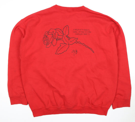 Topman Men's Red Romantic Graphic Sweatshirt XL