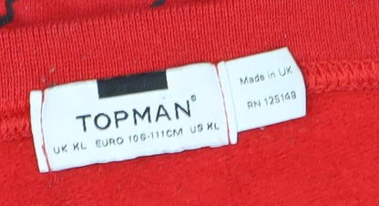 Topman Men's Red Romantic Graphic Sweatshirt XL