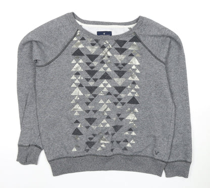 American Eagle Women's Grey M Geometric Pullover Sweatshirt