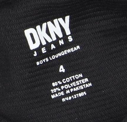 DKNY Boys Black Pullover Hoodie, Size 4 Years, Casual Wear