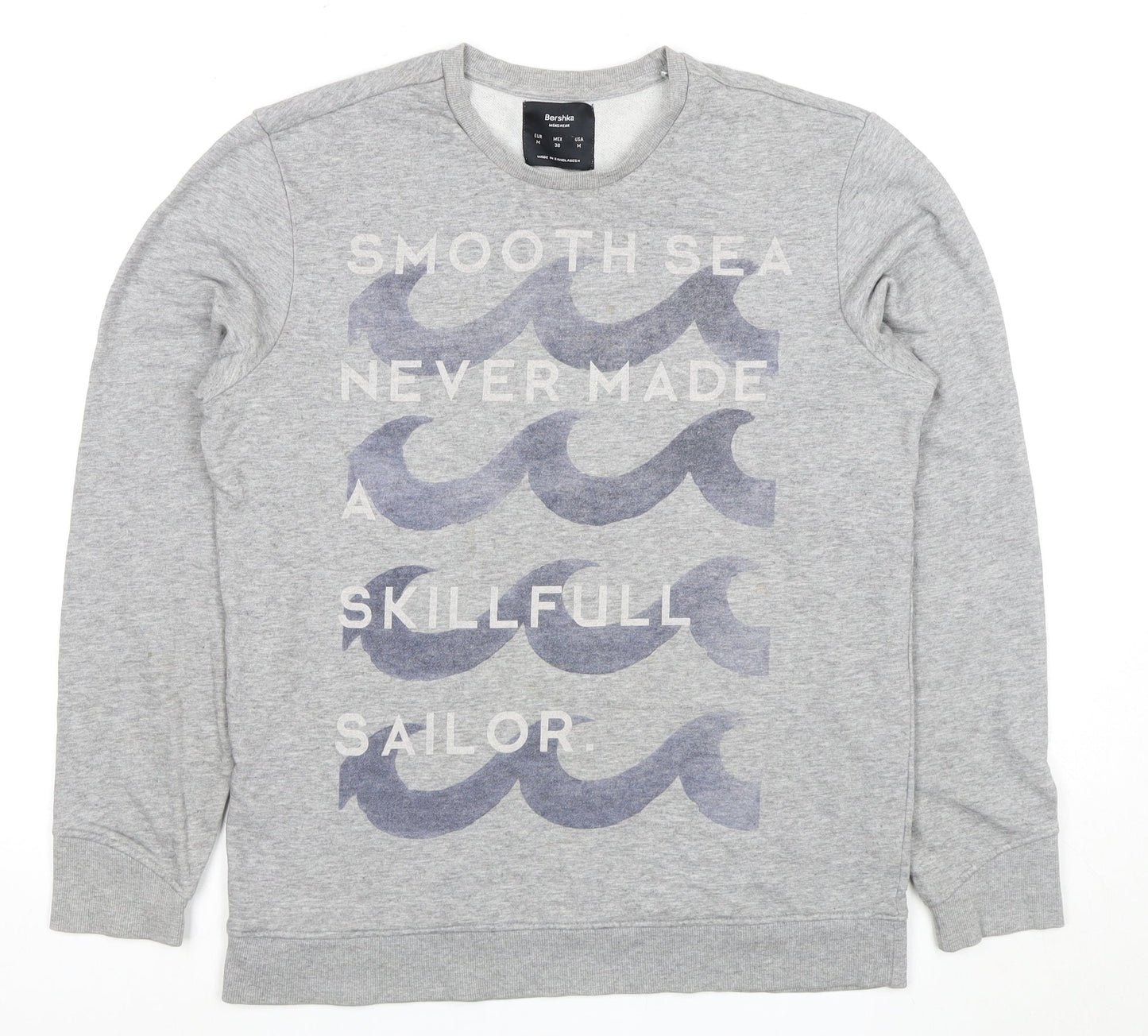 Mens UK Size M Bershka Grey Pullover Sweatshirt