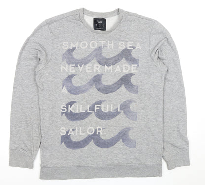 Mens UK Size M Bershka Grey Pullover Sweatshirt