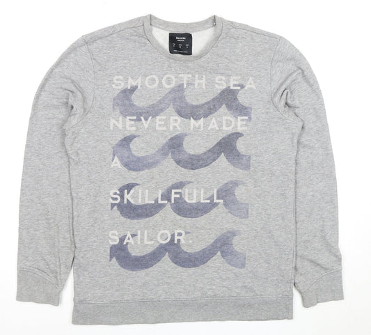 Mens UK Size M Bershka Grey Pullover Sweatshirt